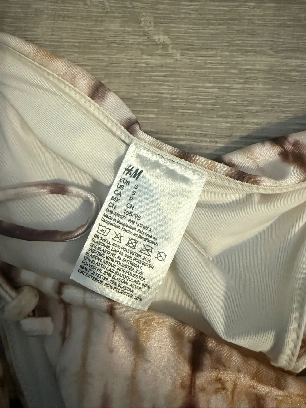H&M Tie-Dye Bandeau Bikini in Cream and Brown
